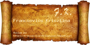 Francsovics Krisztina névjegykártya